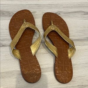 Tory Burch Gold Leather Sandals